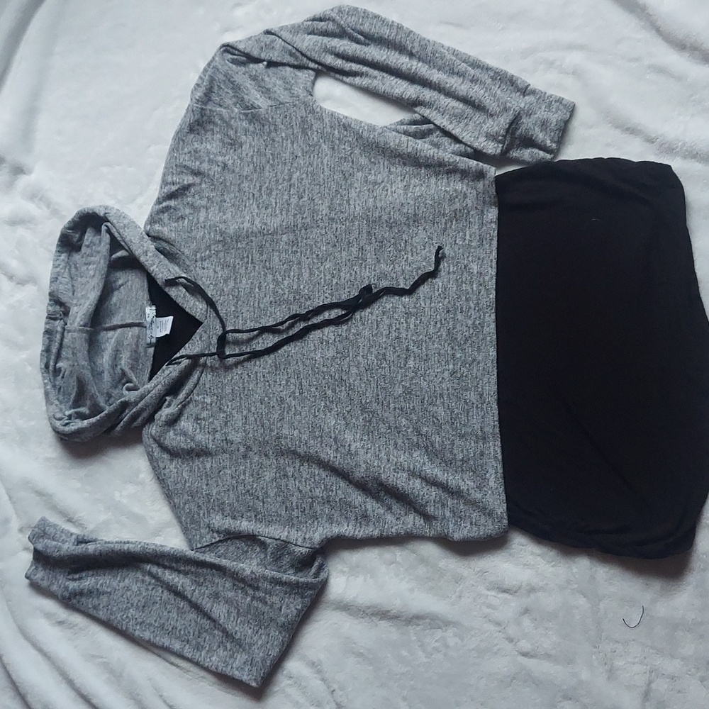 Nursing and Maternity friendly XL Tank with hood Everly's Story grey and black